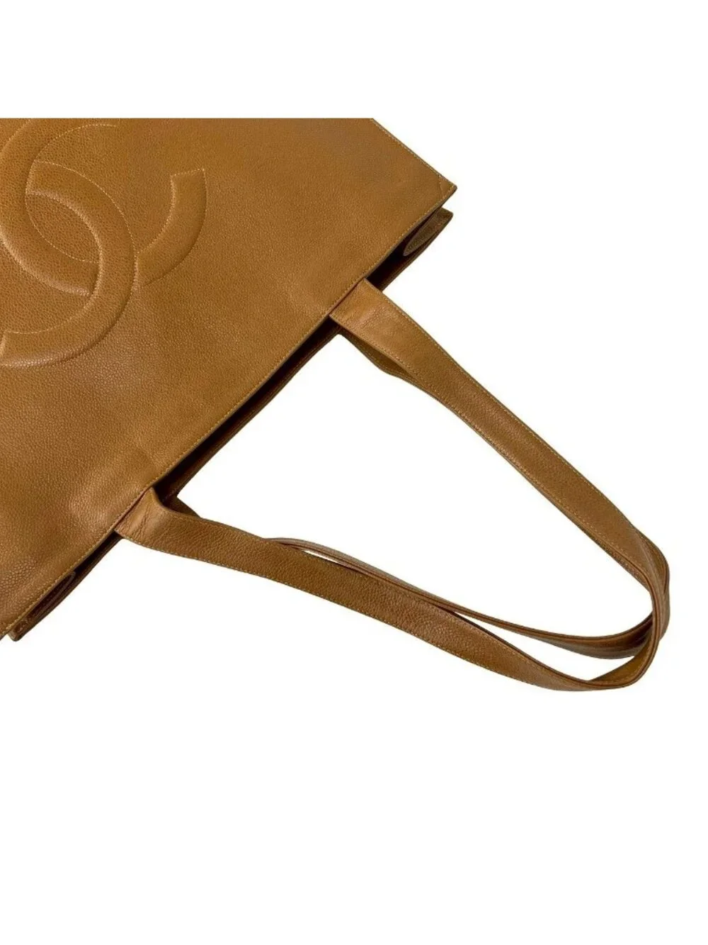 Chanel 4 Vintage CC Logo Caviar Leather Tote Brown